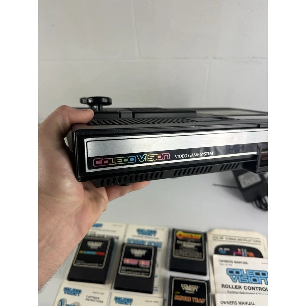 Vintage Lot Coleco Vision Console, Controllers, Games Tested And Works
